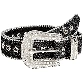 Abien Rhinestone Belt Cowgirl Belts for Women Bling Belt Black Rhinestone Western Belts