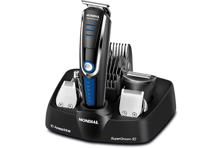 Aparador de Pelos Super Groom 10, Mondial, Preto/Azul, 6W, Bivolt - BG-03
