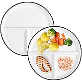 OMISTAR 2 Pcs Ceramic Portion Control Plate for Weight Loss, 8" Ceramic Divided Plates for Kid Adults, Portion Control Plate, White Dinner Plates for Balanced Meals, Dishwasher & Microwave Safe