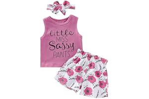Hipea Toddler Girl Outfits Floral Tops Sleeveless Tank Tops Shorts Headband Summer Clothes Set