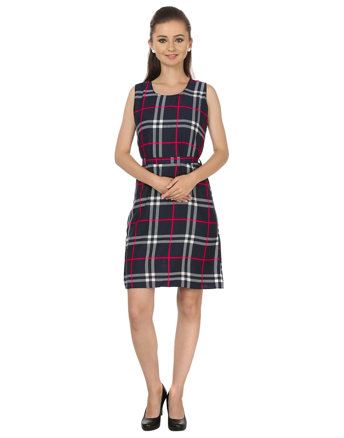 my swag crepe round neck casual women a-line regular midi dress