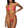 Women Halter String Bikini Set Sexy Thong Cheeky Two Piece Swimsuits Solid Color Bathing Swimwear