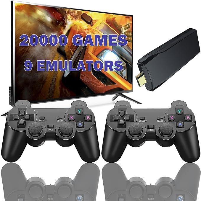 Photo 1 of Wireless Retro Game Console Stick with 20000+ Games, Video Game Console 9+ Emulators Classic Games, 4K HDMI Output for TV, Plug & Play Retro Gaming Stick with Dual 2.4G Controllers