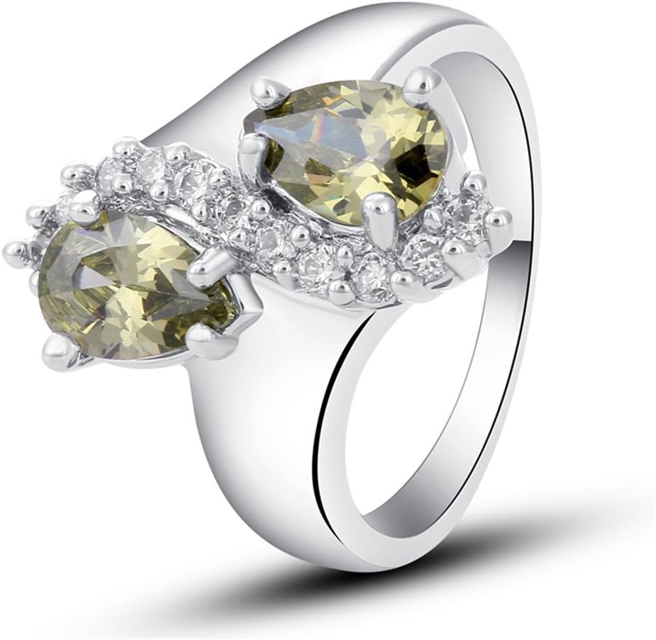 Empsoul Female 925 Sterling Silver Natural Novelty Filled Amethyst & White Topaz Promise Engagement Ring