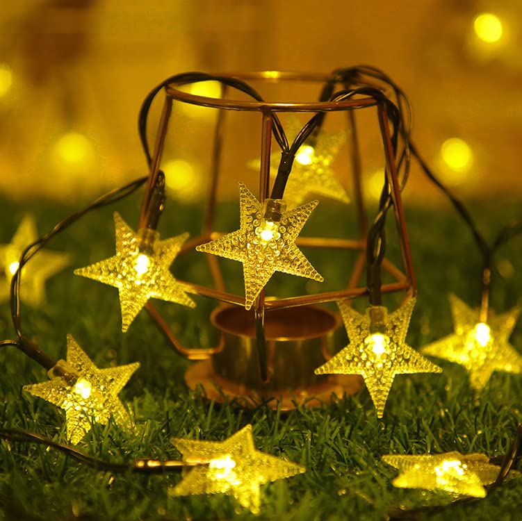Kikasam Garden String Lights, 60LED 30Ft Garden Lights Solar Powered Waterproof 8 Lighting Modes, Solar Fairy Lights Outdoor Indoor Solar Lights for Garden Lawn Patio Landscape（Warm Light
