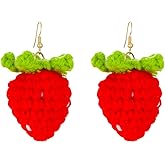 Crochet Earrings for Women Handmade Strawberry Drop Earring