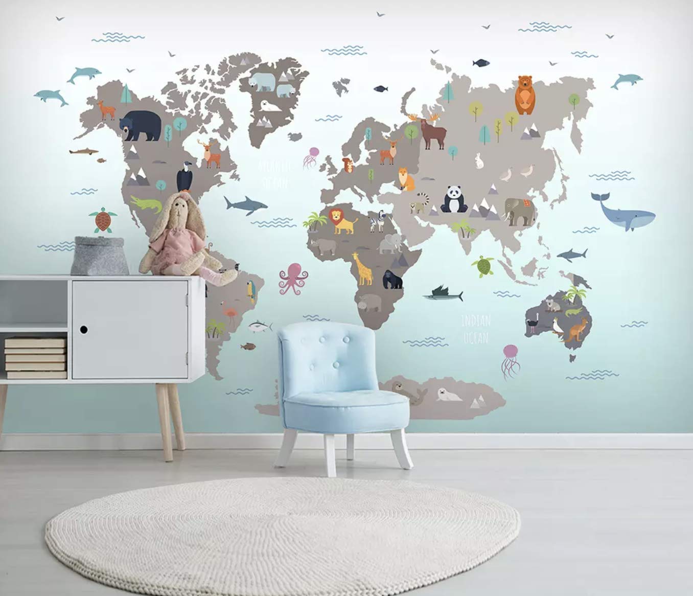 Amazon.com: Murwall Kids Wallpaper Child World Map Wall Mural