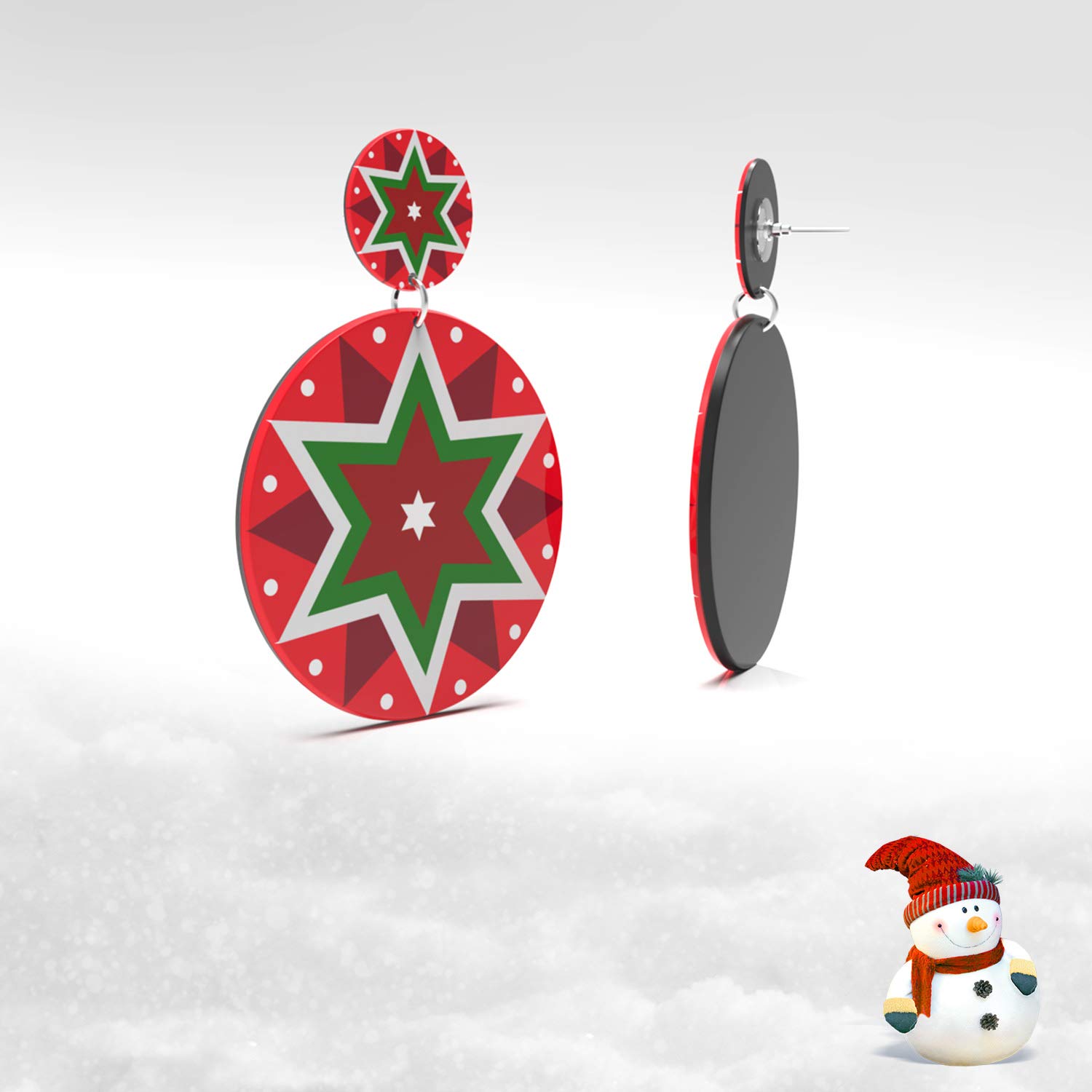 UHIBROS Women Christmas Jewelry Pentagram Dangle Drop Stud Earrings Ear Hook Drop Earring Xmas Gift For Teen Girls