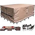 Patio Furniture Set Cover Waterproof Rectangular Heavy Duty 600D Outdoor Sectional Sofa Couch Cover Large Outside Dining Table and Chairs Covers Patio Conversation Set Cover Brown 109 x 84 Inch