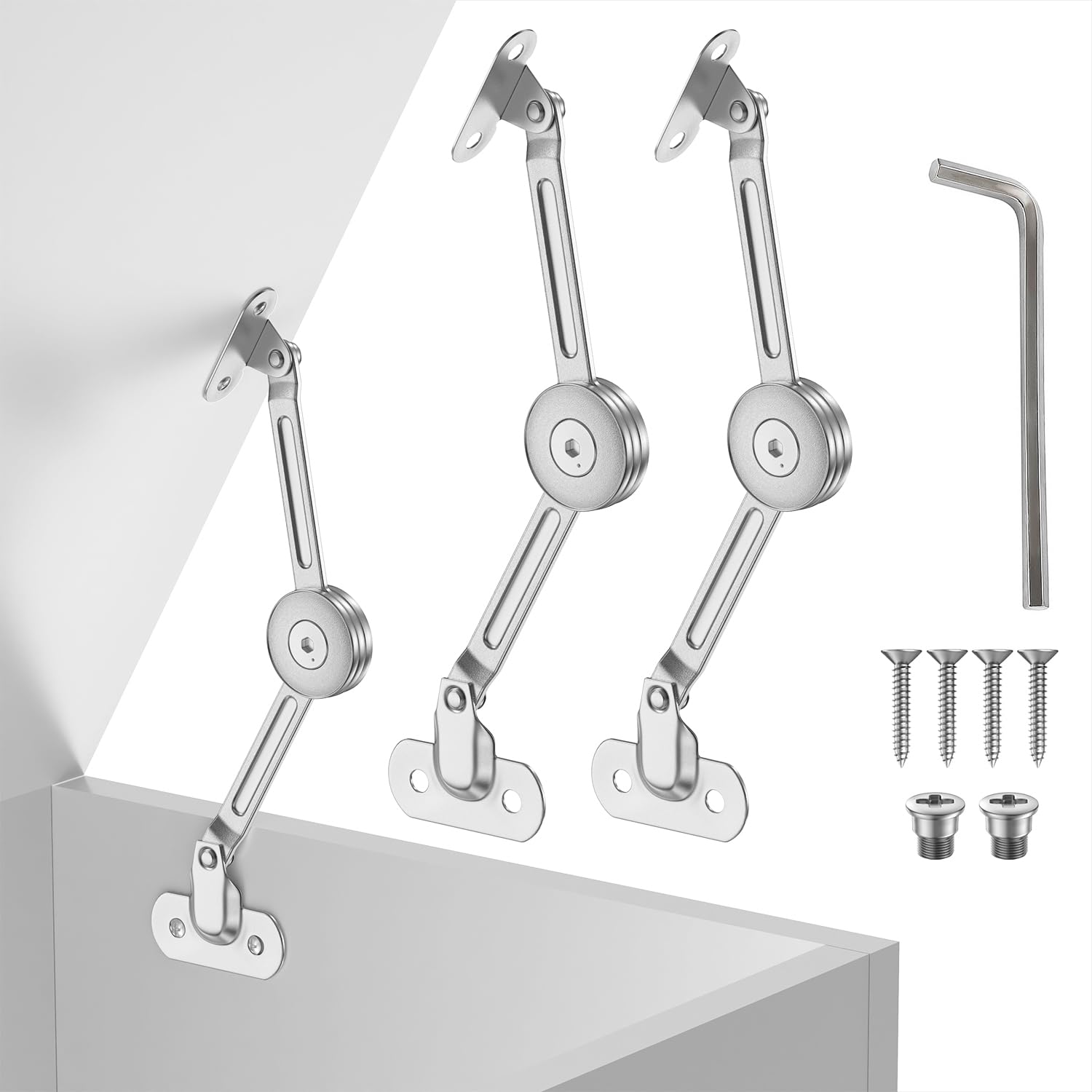 Photo 1 of 2 Pack lid Fixed Hinges for 50 lb Wooden Boxes, Toy Box Soft Closing, lid Support Hinges Heavy Duty, Upper Cabinets & RV Cabinets? up and Down, in The Range of 0-110°