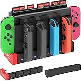 FastSnail Charger Compatible with Nintendo Switch for Joy con, Charging Dock Stand Station Base and Game Card Storage Holder with 28 Game Card Slots Compatible with Nintendo Switch