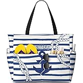 NLZI Beach Bag for Women Beach Tote Bag Waterproof Sandproof Large Bags with Zipper Big Capacity for Vacation Travel