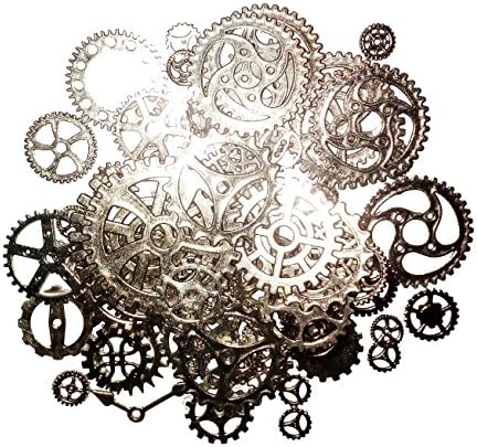 Steampunk Gears and Cogs, Suta Steampunk Charms Pendant Gears for Decorating Craft and Jewelry Making (Silver)