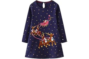 HILEELANG Toddler Girl Long Sleeve Dress Stripe Rainbow Christmas Easter Cotton Casual Tunic Playwear Basic Shirt Party Dresses