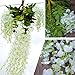Vopie 12 Piece Artificial Wisteria Vine Ratta Silk Hanging Flower For Wedding Decor, Garden, DIY Living Room, White