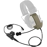 TSVISIONCORE Microphone & PTT for Walkerrazor Noise Cancelling Headphones Airsoft（Tan）