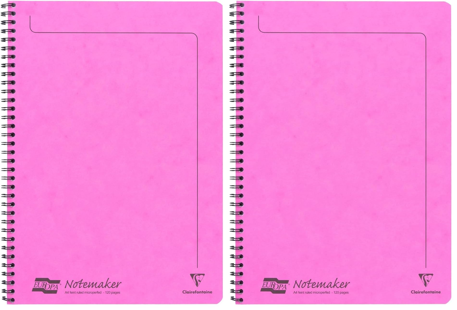 Clairefontaine - Ref 3084Z - Europa Notemaker Sidebound Notebook (120 Pages) - A4 Size, 90gsm Brushed Vellum Paper, Micro-Perforated Sheets, Lined Rulings - Pink (Pack of 2) — image 1
