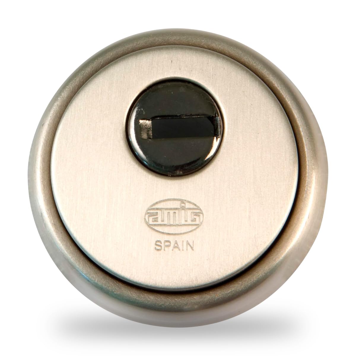 Amig - Cylinder Protector Mod. 31 - Brass - Silver Finish - Hollow Outer Ring - Ø65 mm - with Anti-Drill Plate - with Screws and mounting Support - Euro Profile Cylinder EN1303 - Sintered Steel Body — image 1