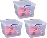 Really Useful Box Nestable Plastic Storage 33.5 Litre Clear Pack of 3 view 4
