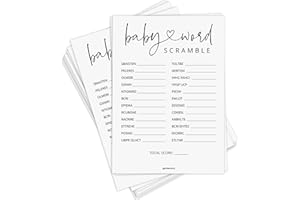 GardenCity 50 Baby Shower Word Scramble Game Cards, Fun Baby Shower Games for Boy or Girl, Gender Neutral - Minimalist