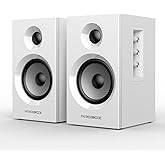 Probox BT16 60W Powered Bookshelf Speakers, HiFi Computer Gaming Monitors with Bluetooth 5.3 & 24-Bit USB DAC, 3.5" Woofer, 1" Silk Dome Tweeter, Adjustable Bass/Treble - White