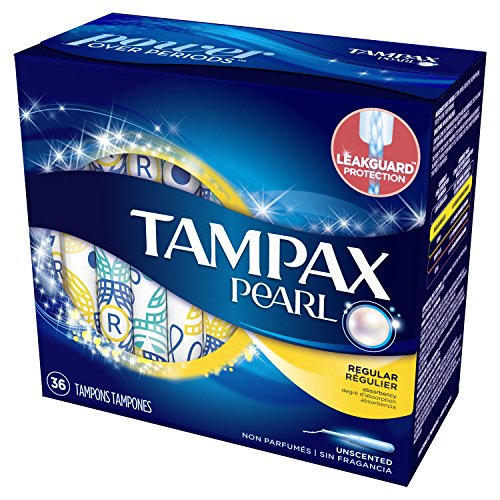 Tampax Pearl Plastic Tampons, Regular Absorbency, Unscented , 36 count