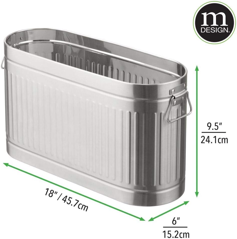 mDesign Retro Vintage Farmhouse Decorative Metal Toilet Paper Holder Stand with Large Capacity Storage for 6 Rolls of Toilet Tissue - Container for Bathroom/Powder Rooms - Holds Mega Rolls - Brushed: Home & Kitchen