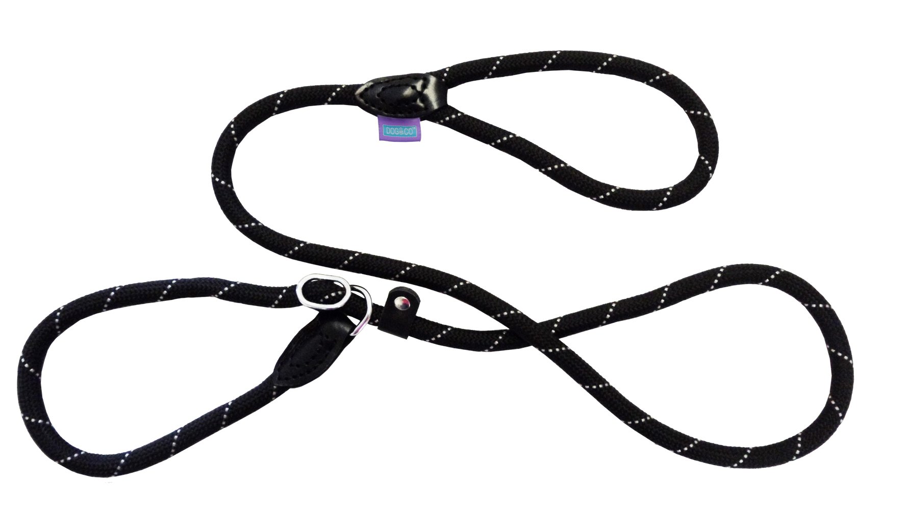 Dog and Co Rope Slip Dog Lead, 150 x 1.2 cm/ 60-inch x 1/2-inch, Black/ Grey