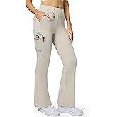 Casei Women's Stretch Cargo Pants High Waist Bootcut Flare Leggings with 6 Pockets Soft Yoga Work Pants for Business Casual