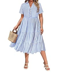 CARCOS Plus Size Dresses for Curvy Women Blue White