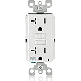 Leviton Slim GFCI Weather &amp; Tamper-Resistant Outlet, 20 Amp, GFWT2-W, White | HF rated protection from electrical shock in outdoor locations. Automatic self-testing with LED indicator light