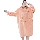 Sioloc Wearable Blanket Hoodie for Women/Kids/Men, Oversized & Cozy Sherpa Lined Hoodie Sweatshirt Blanket(Pink,Long)