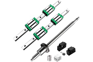 CNCMANS Linear Guide Rail kit, 2PCS HGR20 600mm Linear Rail with 4PCS Sliding Block + 1PCS SFU1605 600mm Ball Screw with BF12/BK12 End Support, Coupling and Nut Housing for DIY CNC Routers Lathes