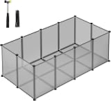 SONGMICS Pet Playpen with Floor Small Animal Enclosure 125 x 63 x 42 cm Grey