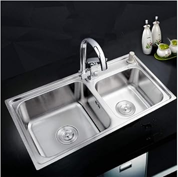YYZD® Lavabo de cerámica Fregadero de acero inoxidable para cocina