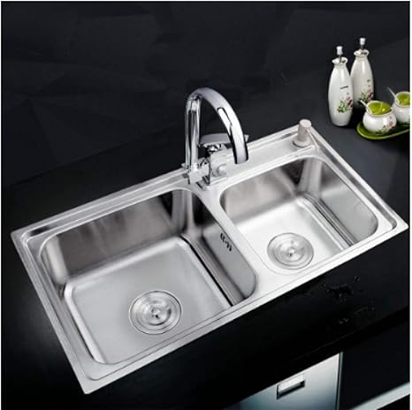 YYZD® Lavabo de cerámica Fregadero de acero inoxidable para cocina