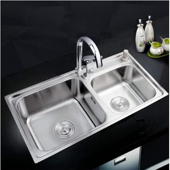 YYZD® Lavabo de cerámica Fregadero de acero inoxidable para cocina