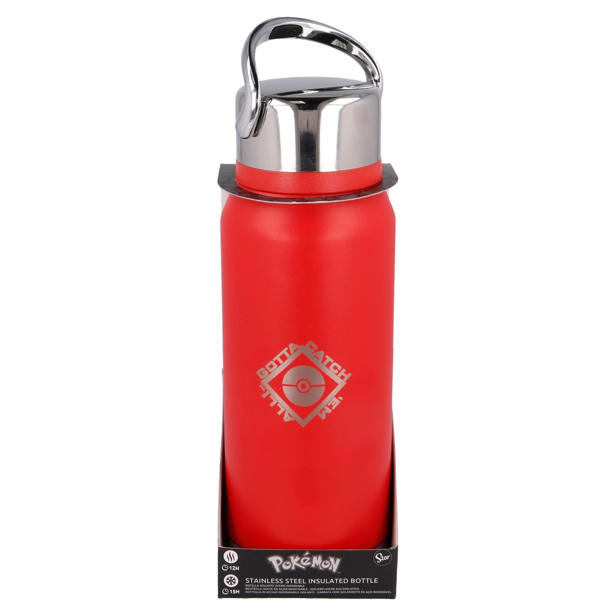 Stor 8412497010547 Stainless Steel Thermal Bottle, 510 ml Capacity, Pokemon Hugo