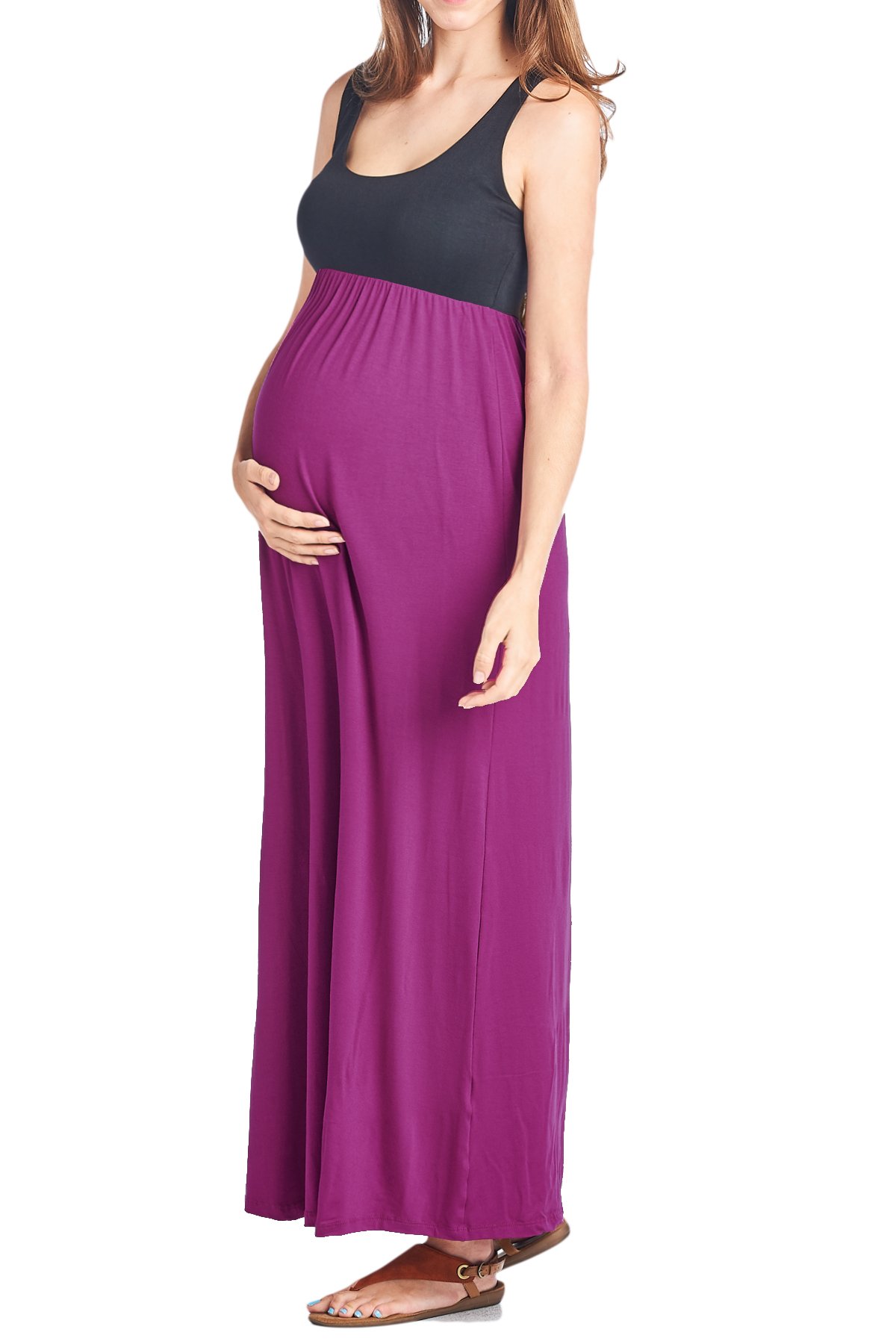 sachin and babi light blue dress Coolmee Women's Maternity Maxi Dress Sleeveless Ruffle Pleated Flounce  Neckline Asymmetric Hem Tank Pregnancy Clothes : Target main image 0