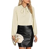 CZYINXIAN Womens Dressy Chiffon Blouse Business Work Casual Tie Neck Shirt Tops