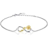 APOTIE You Are My Sunshine Sunflower Bracelet 925 Sterling Silver Infinity Flower Adjustable Jewelry Daughter Mother Gift for Women (Infinity Sunflower)