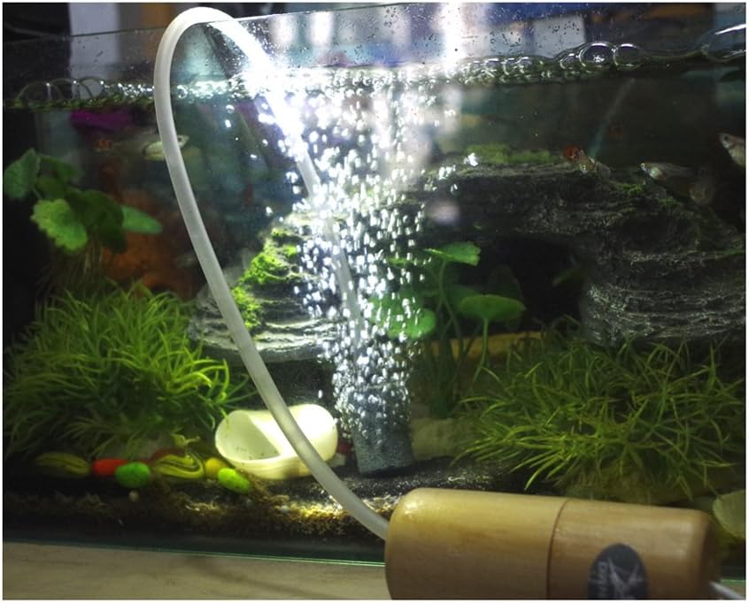 DANXQ DC 5V Silent Aquarium Fishing Tank Air Pump,Outdoor Fishing Solid Wood Quiet Air Pump,High pressure,With Bubble Stone And Pipe (PUMP)