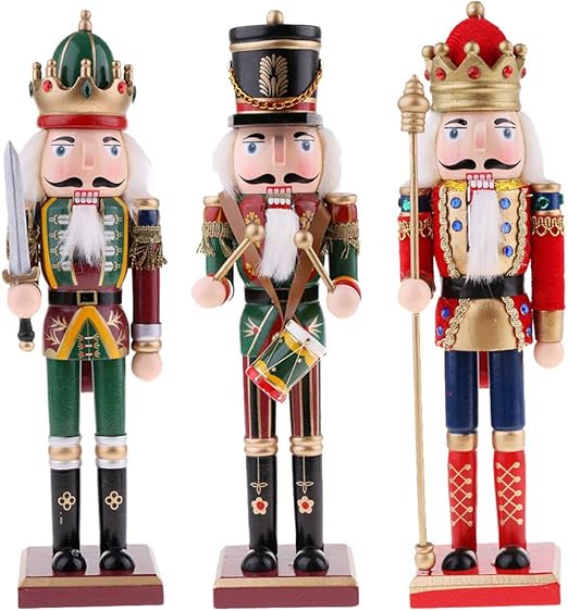 Bonarty 3Pcs Wood Nutcracker Ornament 