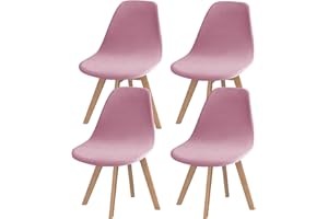 SONNACH Pack of 4 Velvet Mid Century Modern Dining Chair Covers, Armless Chair Cover,Living Room Side Chair Slipcovers (Pink)