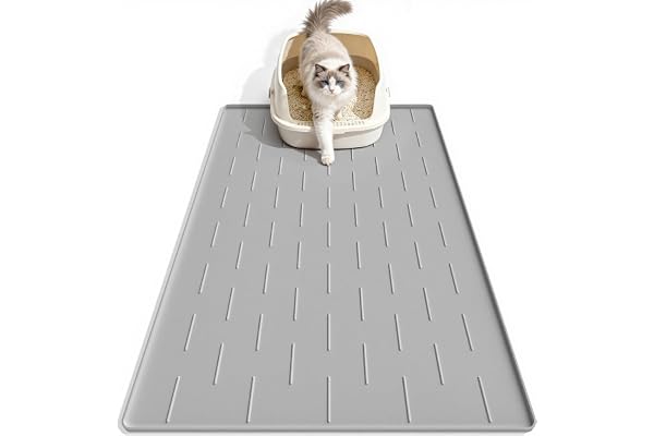 Pieviev Silicone Cat Litter Trapping Mat, 86X 56CM Large Cat Litter Mat, Easy to Clean & Soft on Kitty Paws, Waterproof Kitty