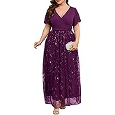 CYCLAMEN Plus Size Formal Dresses Cocktail Evening Gowns Wedding Guest Sequin Embroidery V Neck A Line Prom Maxi Dress
