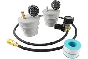 KUNGJUER Charge Air Cooler CAC Boost Leak Tester 3", 3.5", 4" Steps, 150 psi Regulator Extension Line US & EU Air Fittings，Al