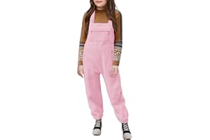 Meikulo Girls Fleece Overalls Kids Warm Winter Loose Casual Jumpsuits with Pockets 5-14 Years