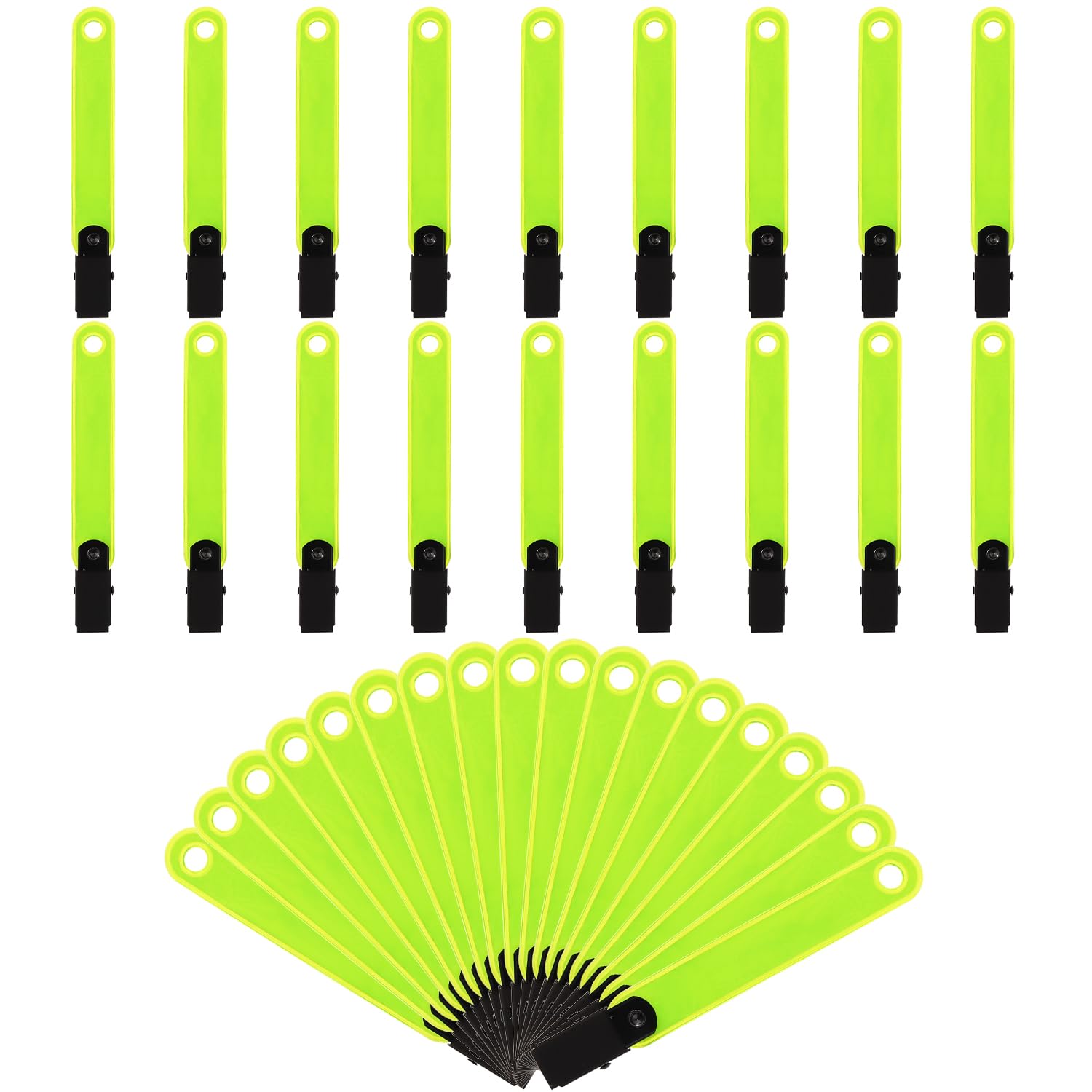 PEUTIER 36pcs Double-Sided Reflective Trail Markers for Trees Trail Marking Ribbon, Marking Tacks with Clips for Hunting Hiking Outdoor Sport Accessories (Fluorescent Yellow)