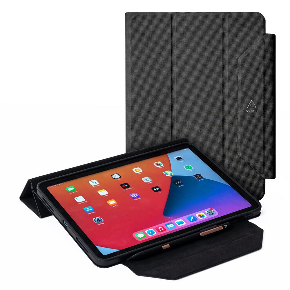 Adonit Folio Case for Apple iPad Pro 11 Inch (2021) Case - [Stylus/Apple Pencil 2 Holder I Impact Protection I Wake & Sleep Function I Stand Function] - Diamond Black